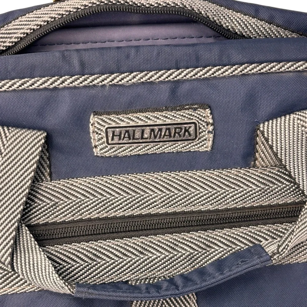 Vintage Hallmark Laptop Briefcase Messenger Bag Blue Nylon Shoulder Case 16